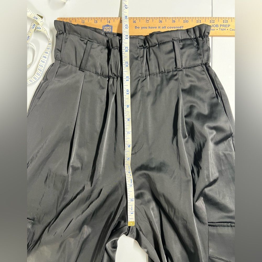 Zara Cargo Satin Pants with Elasticized Paper Bag Waist and Ankles Womens XS - Picture 8 of 9